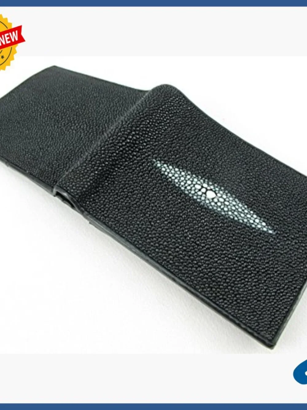 Genuine Stingray Skin Leather Bifold Wallet with 10 Card Slots